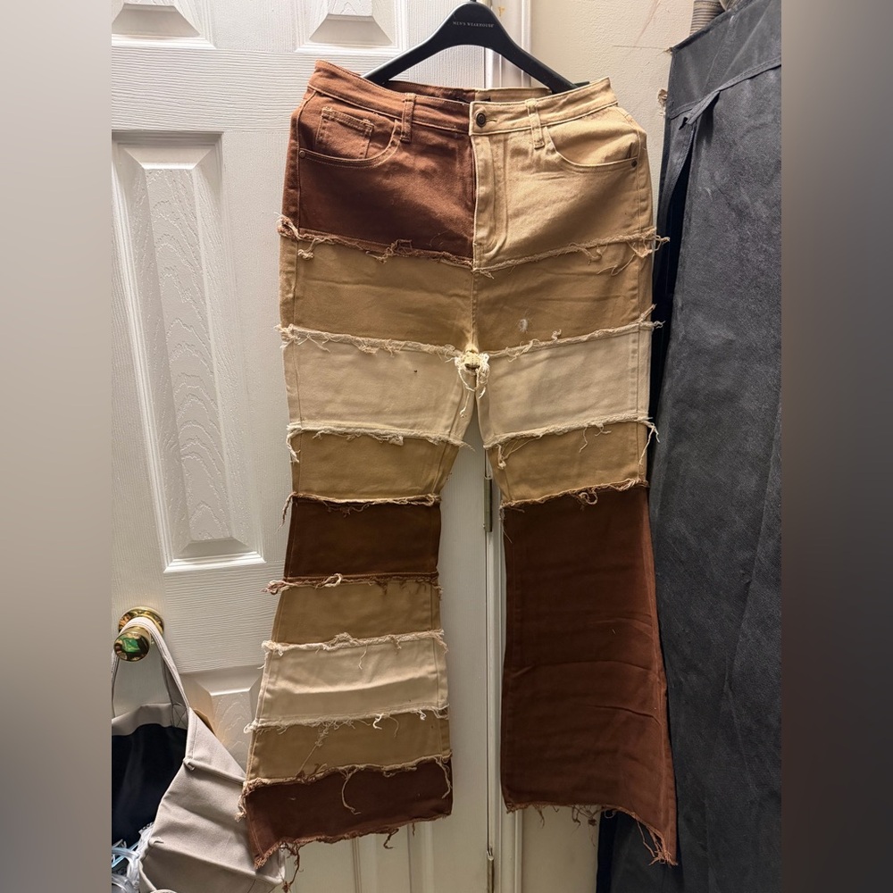 Fashion Nova Brown and Tan Jeans